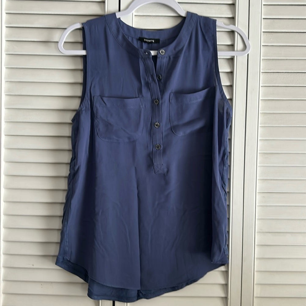 Blue Size S blouse down with pockets. Smoke Free Home No Rips No Stains
